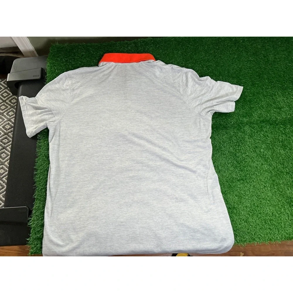 Nike BSBL New York Mets Polo Shirt Mens XL Grey Orange MLB Baseball Swoosh